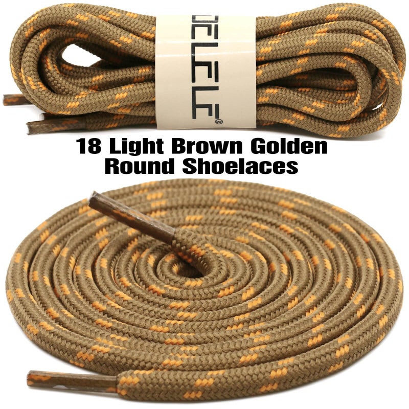DELELE Round Work Boot Laces: 47 inch Light Brown Golden Heavy Duty Hiking Shoe Laces for Boots 2 Pair - Image 2
